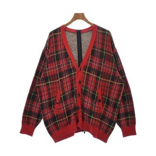 アンダーカバー(UNDERCOVER)のUNDER COVER カーディガン 3(L位) 赤x黒x黄等(チェック) 【古着】【中古】(カーディガン)