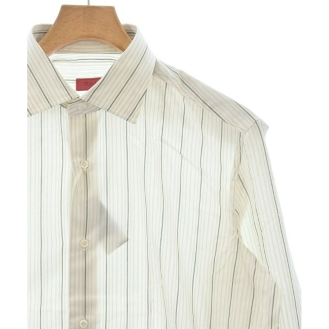 ISAIA - ISAIA ドレスシャツ 40(L位) 白系xカーキxベージュ(ストライプ