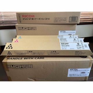 リコー(RICOH)のC810Hトナー3色、感光体ドラム2種、廃トナーボトル(OA機器)