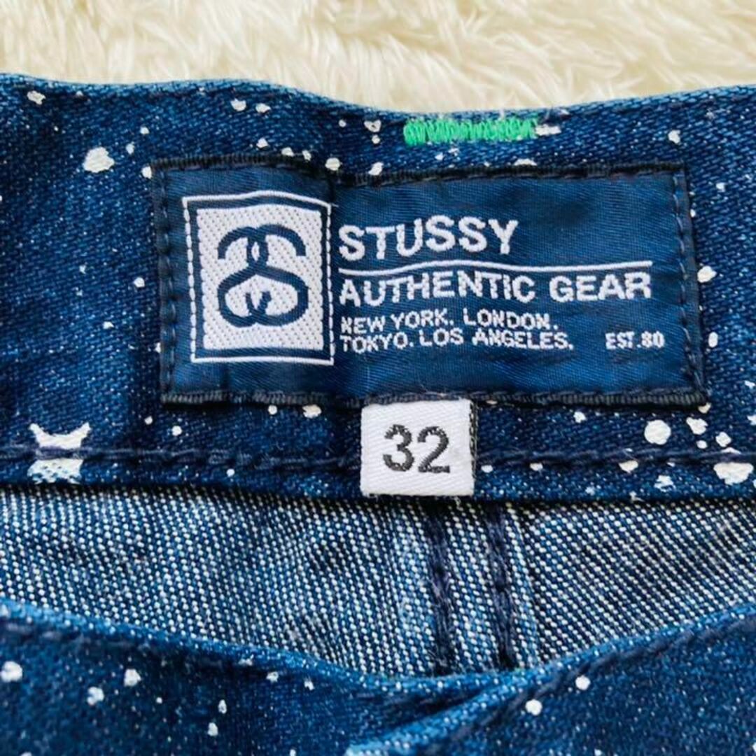 STUSSY ☆完売品☆STUSSY ステューシー☆デニムハーフパンツ☆W32☆ビッグロゴの通販 by かず Stussy ステューシー ワイドデニム W32