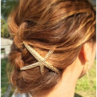 ＊スターフィッシュバレッタ＊ゴールド＊ヘアアクセ＊(バレッタ/ヘアクリップ)