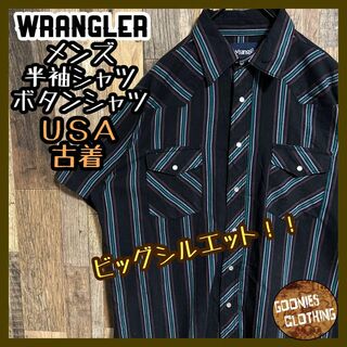 ラングラー Wrangler WESTERN SHIRTS ストライプ柄 半袖 ウエスタンシャツ メンズXL /eaa328904