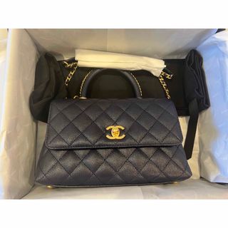 シャネル(CHANEL)のシャネル　ココハンドル24キャビアスキン　ネイビー(ハンドバッグ)