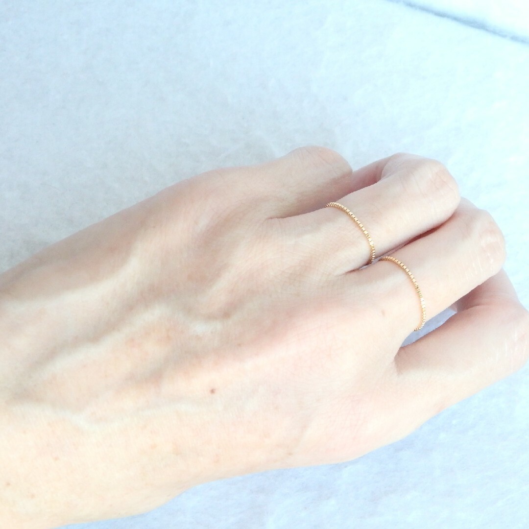 りま様専用　k18リング　ベネチアンチェーンリング　0.9㎜幅　指輪　18金 レディースのアクセサリー(リング(指輪))の商品写真