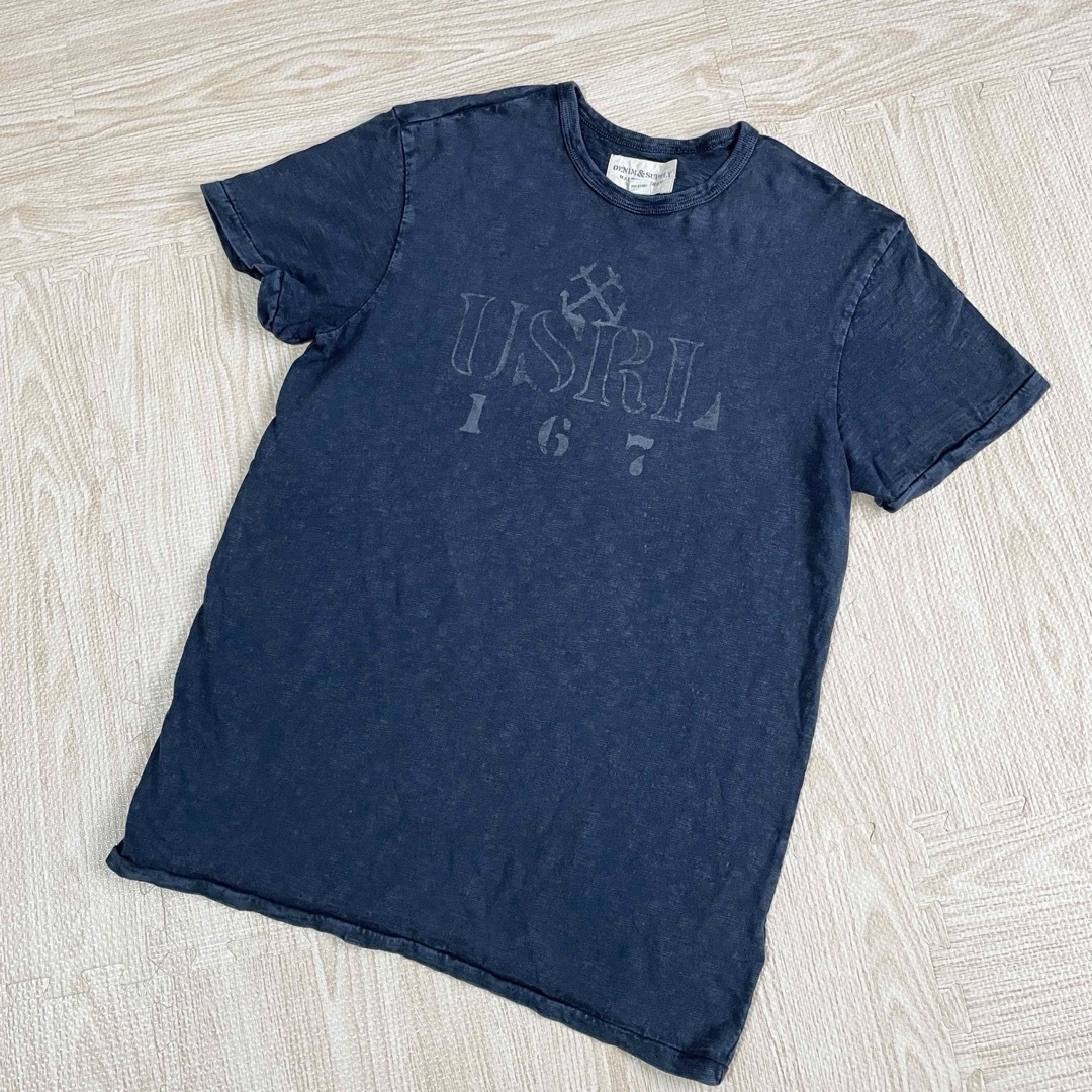 希少品 サイズS デニム&サプライラルフローレン ステンシル半袖Tシャツ 紺