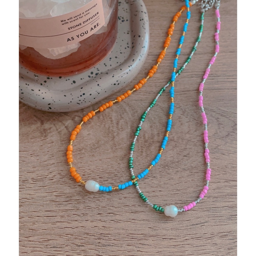 Ameri VINTAGE(アメリヴィンテージ)のno. 180♡2color beads necklace ハンドメイドのアクセサリー(ネックレス)の商品写真