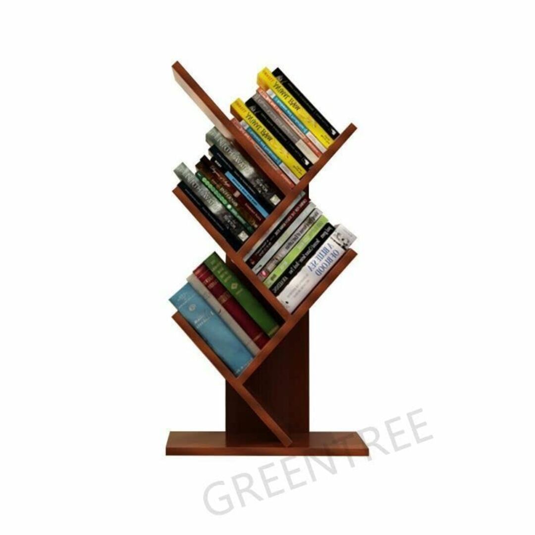 【色: ダークブラウン】グリーンツリー ブックシェルフ 書棚 本棚 卓上 樹木型