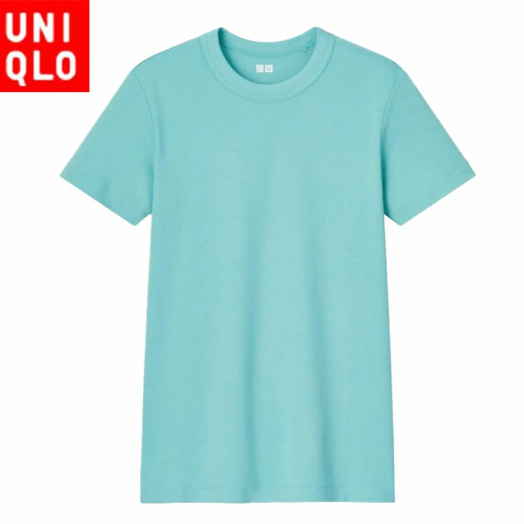 UNIQLO(ユニクロ)のユニクロ 455758 クルーネックT（半袖）63 BLUE ブルー レディースのトップス(Tシャツ(半袖/袖なし))の商品写真