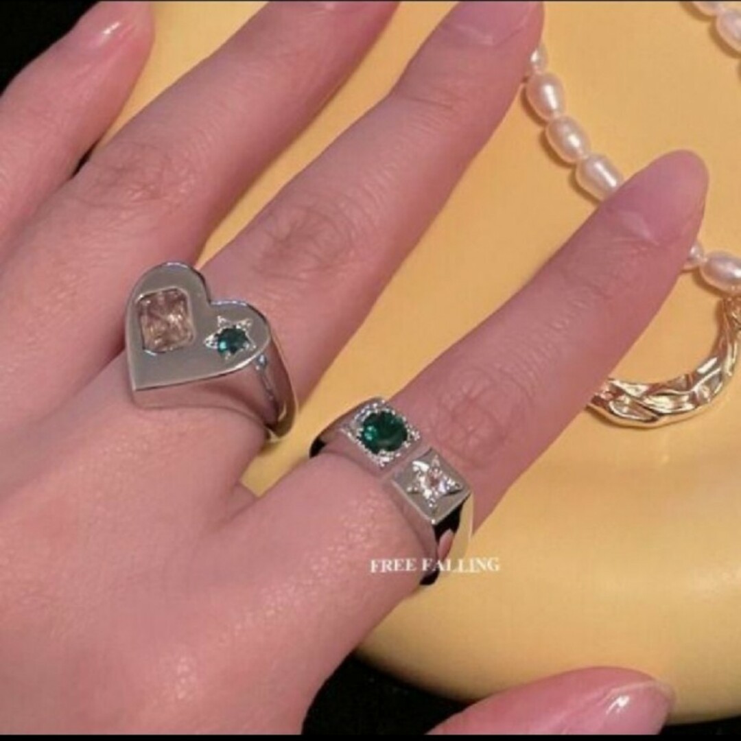 新品 23SS 合金 星 スター ダイヤ カラフル シルバー リング ハート 春 レディースのアクセサリー(リング(指輪))の商品写真