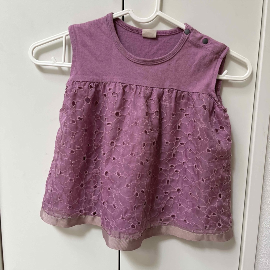 petit main(プティマイン)のpetit main紫トップス90 キッズ/ベビー/マタニティのキッズ服女の子用(90cm~)(Tシャツ/カットソー)の商品写真