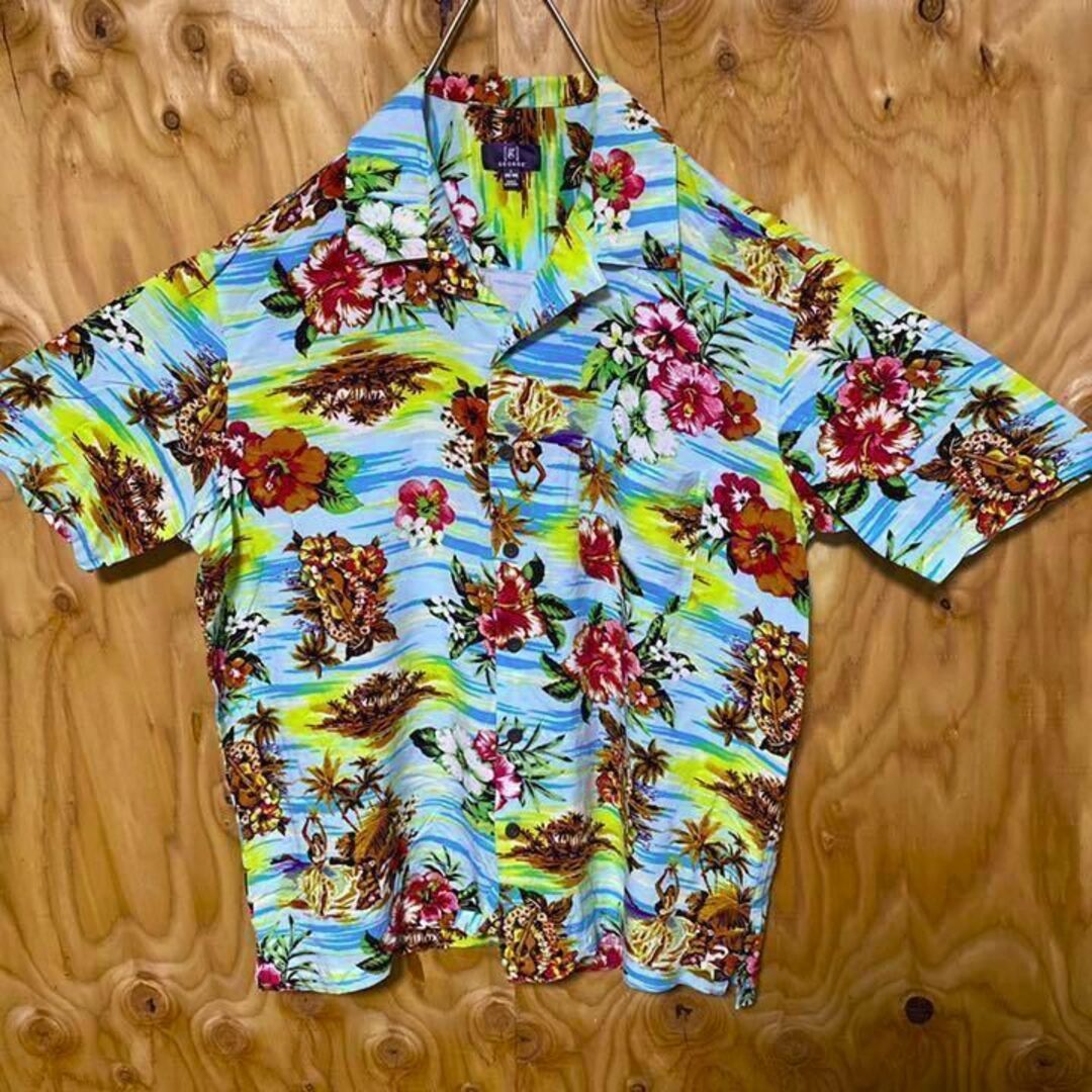 ハワイ アロハシャツ オープンカラー 開襟 柄シャツ 半袖 カラフル 総柄