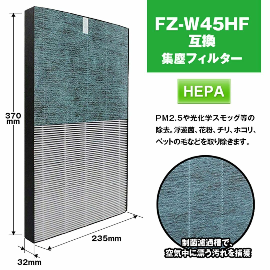 シャープ 空気清浄機用 集じんフィルター 制菌 HEPA FZ-W45HF