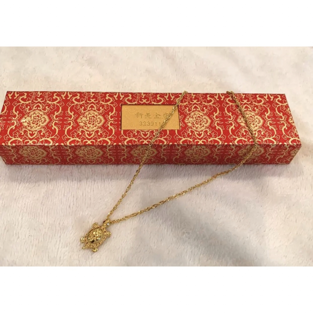 純金　999 純金刻印有り　24金ネックレス　亀ルビー装飾　縁起物ネックレス