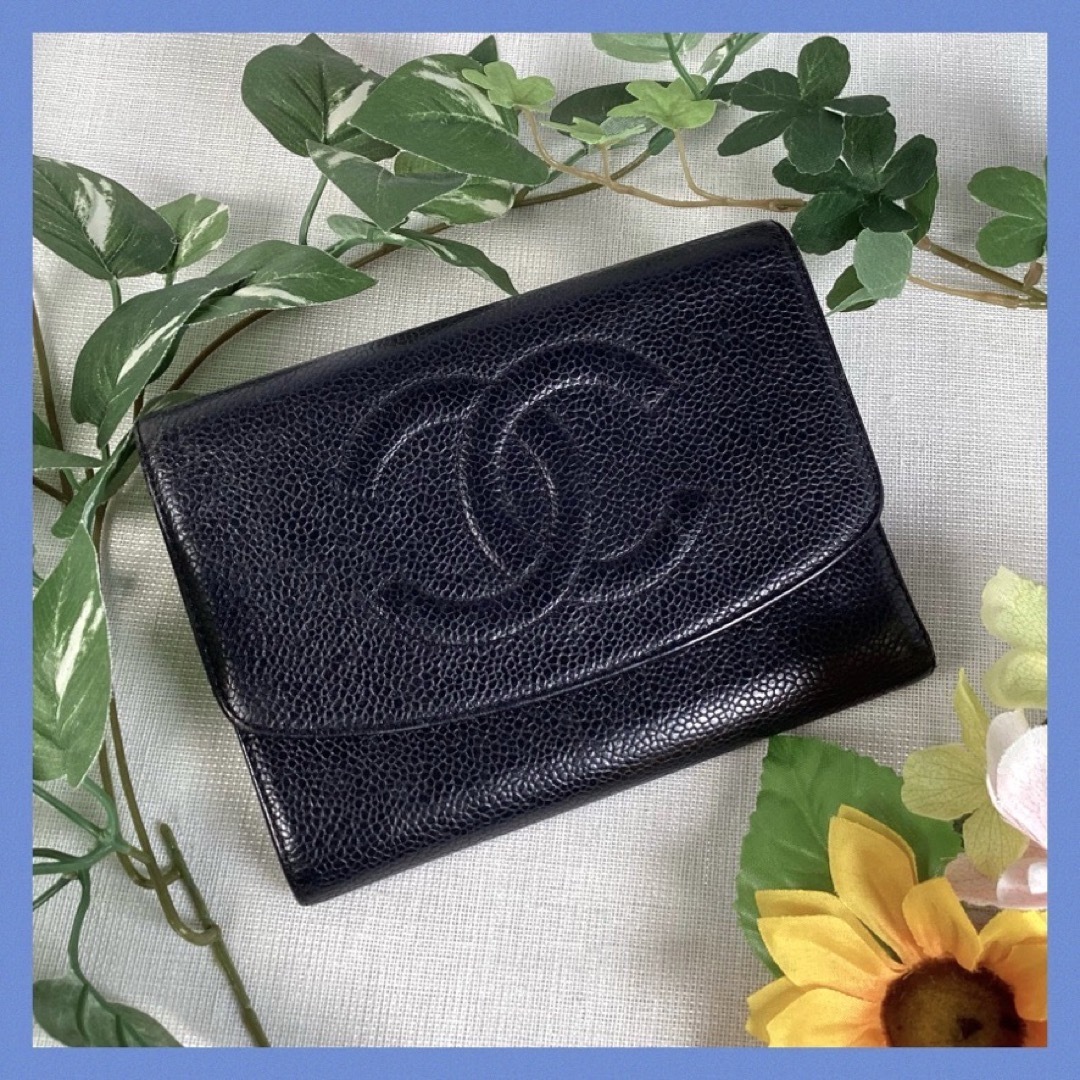箱付き】シャネル CHANEL 三つ折り財布 ここマーク 新作