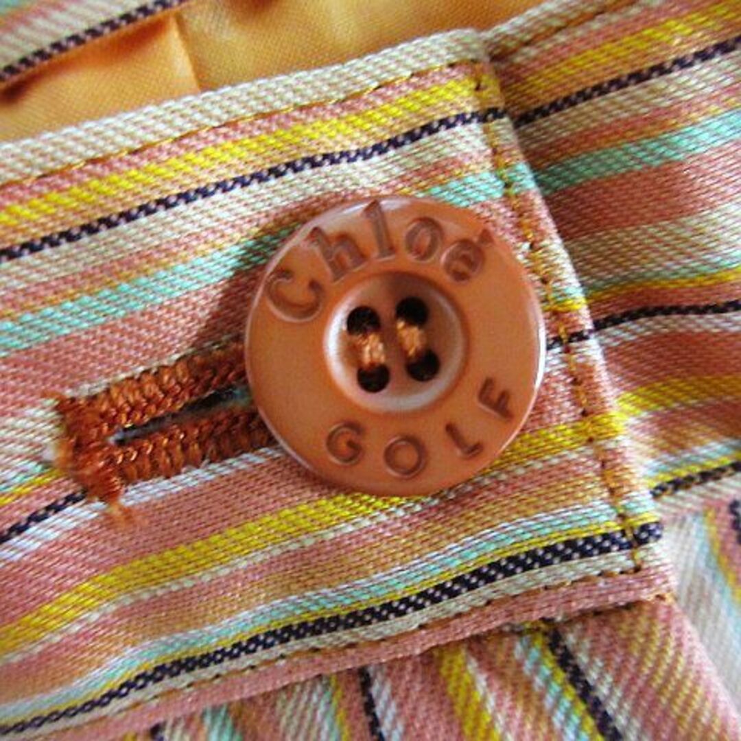 Chloe(クロエ)のクロエ ゴルフ キュロット ハーフ ストライプ ツータック ウール 9 オレンジ スポーツ/アウトドアのゴルフ(ウエア)の商品写真