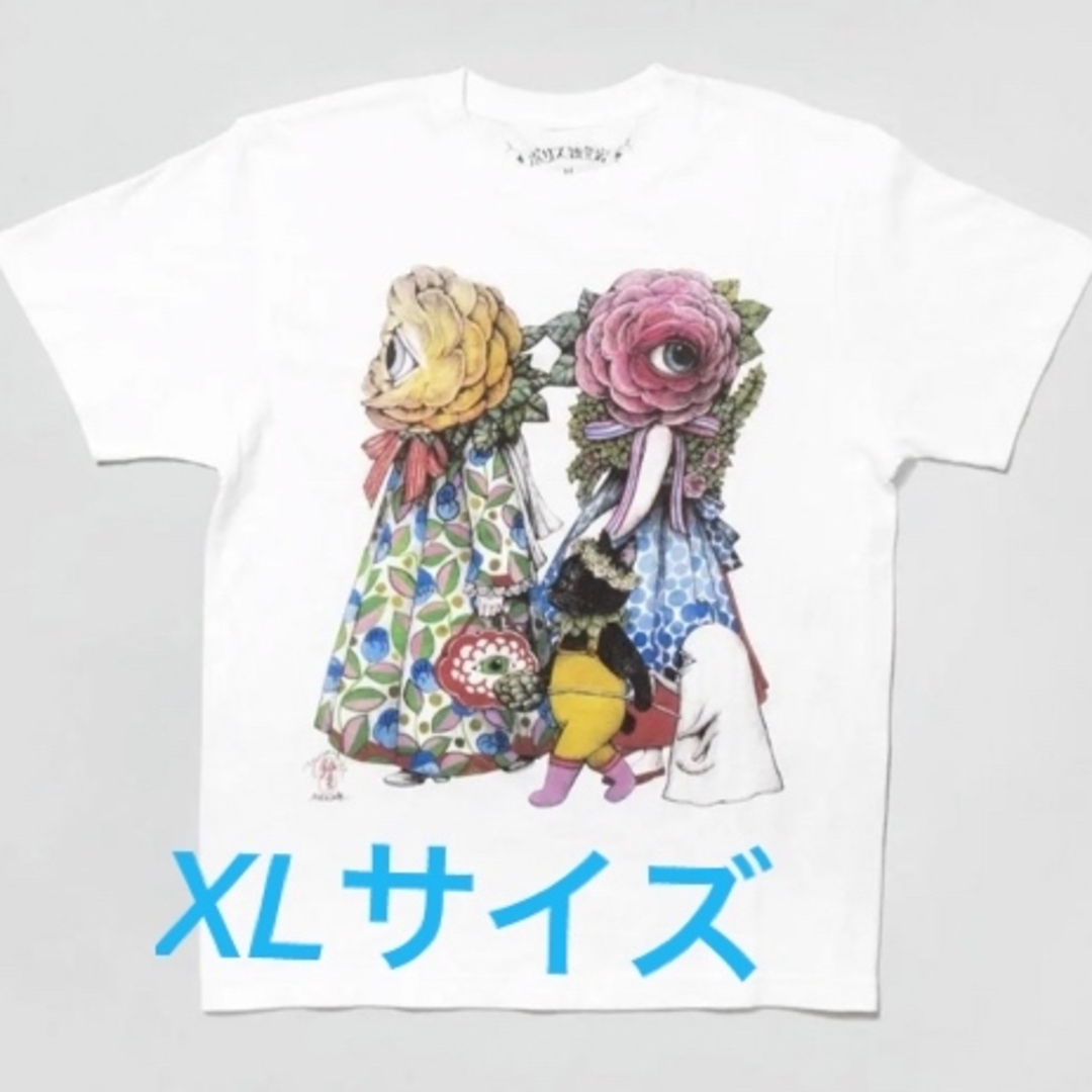 ヒグチユウコTシャツ　眼花たちとくろいねこ　XLサイズトップス