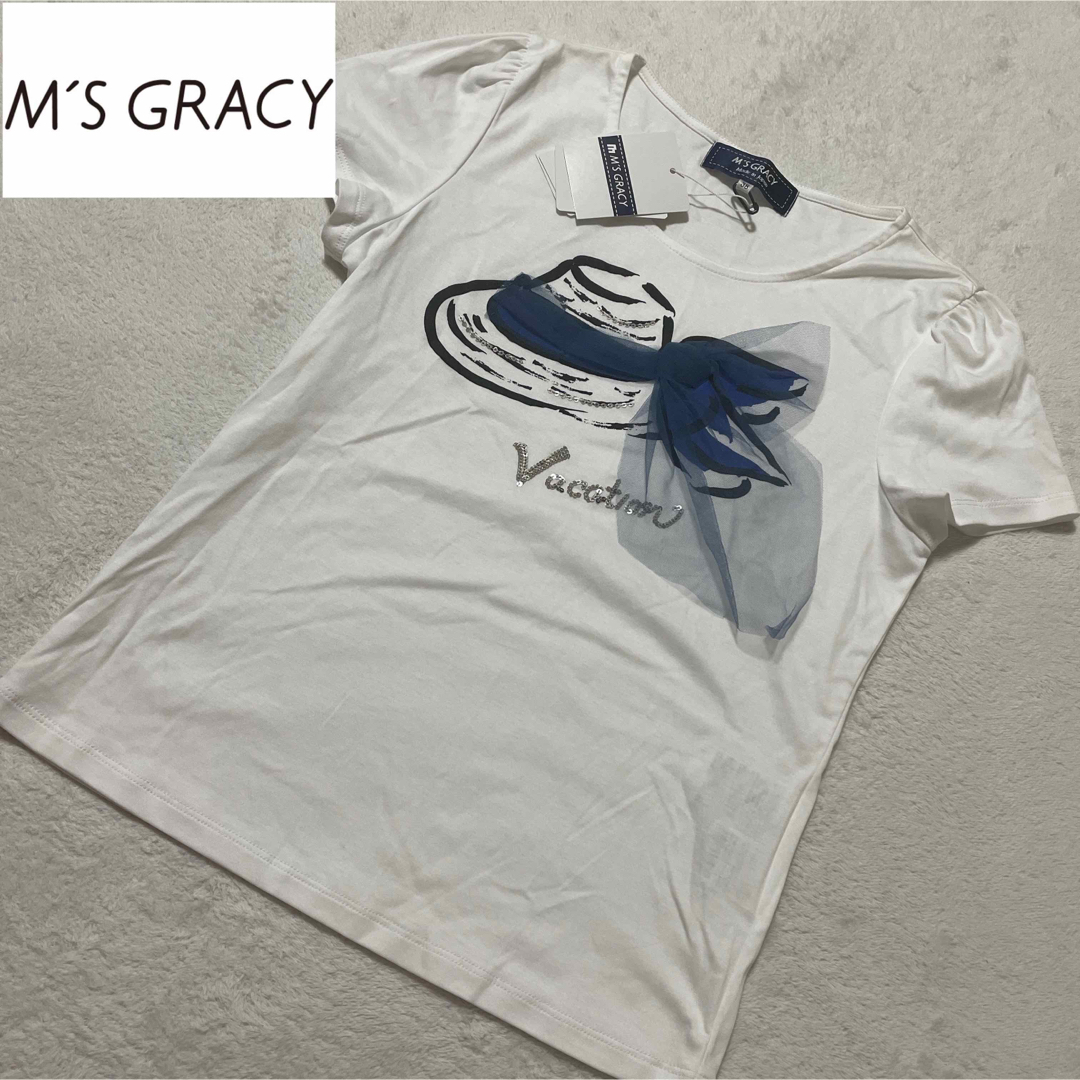 M'S GRACY(エムズグレイシー)のエムズグレイシー　M'sGRACY  ハット　モチーフTシャツ　38サイズ レディースのトップス(Tシャツ(半袖/袖なし))の商品写真