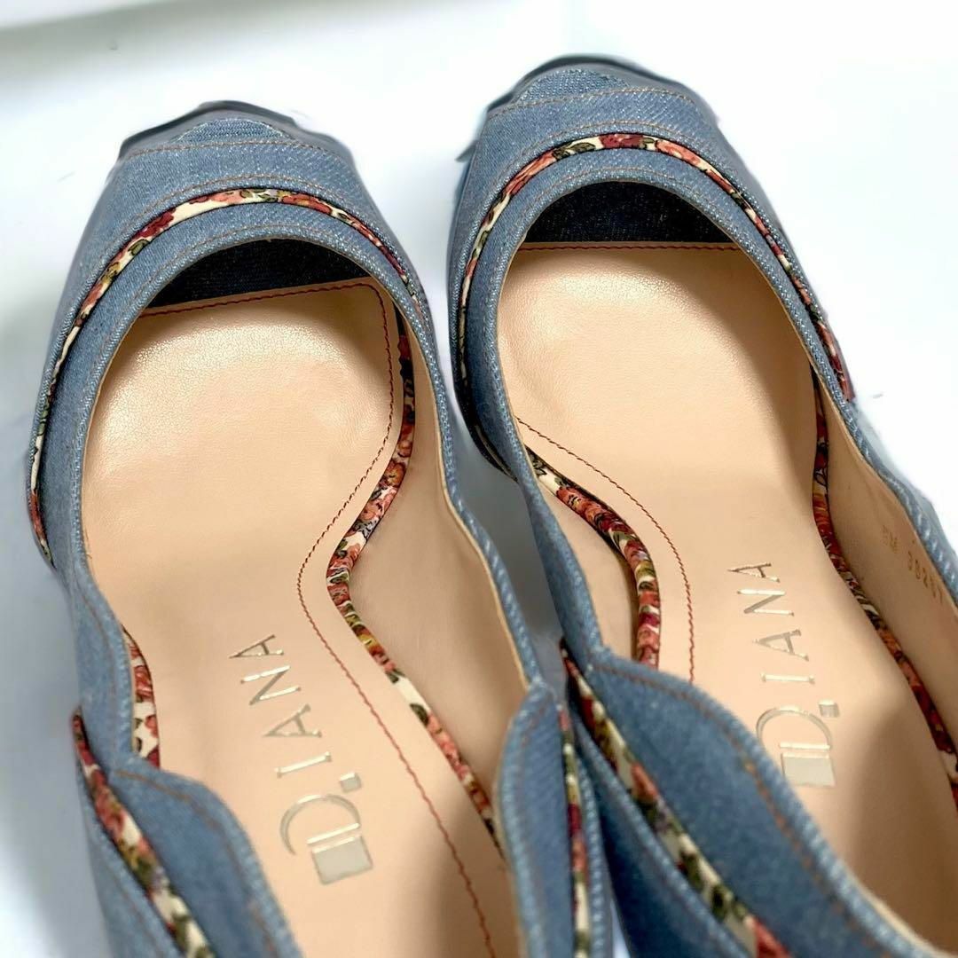DIANA(ダイアナ)のDIANA ダイアナ デニム ハイヒール パンプス フラワーライン 23cm レディースの靴/シューズ(ハイヒール/パンプス)の商品写真