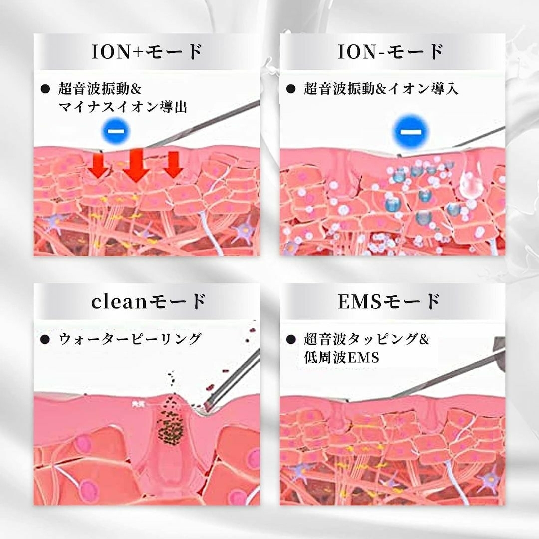 ウォーターピーリング 美顔器 ems 超音波ピーリングイオン導出 イオン導入  スマホ/家電/カメラの美容/健康(フェイスケア/美顔器)の商品写真