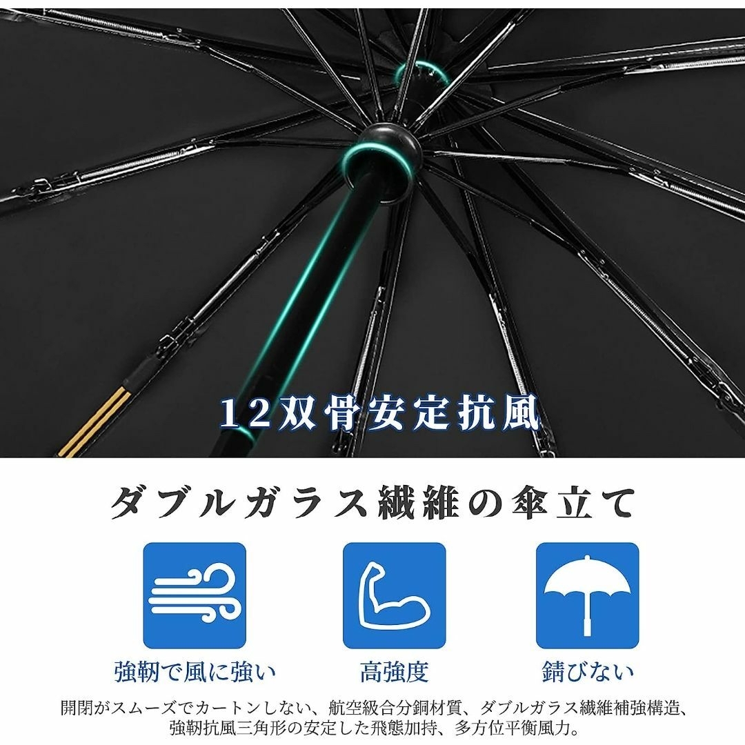  折りたたみ傘 最新・超大24本双骨・順折り式 折り畳み傘 大きい ワンタッチ  メンズのファッション小物(傘)の商品写真