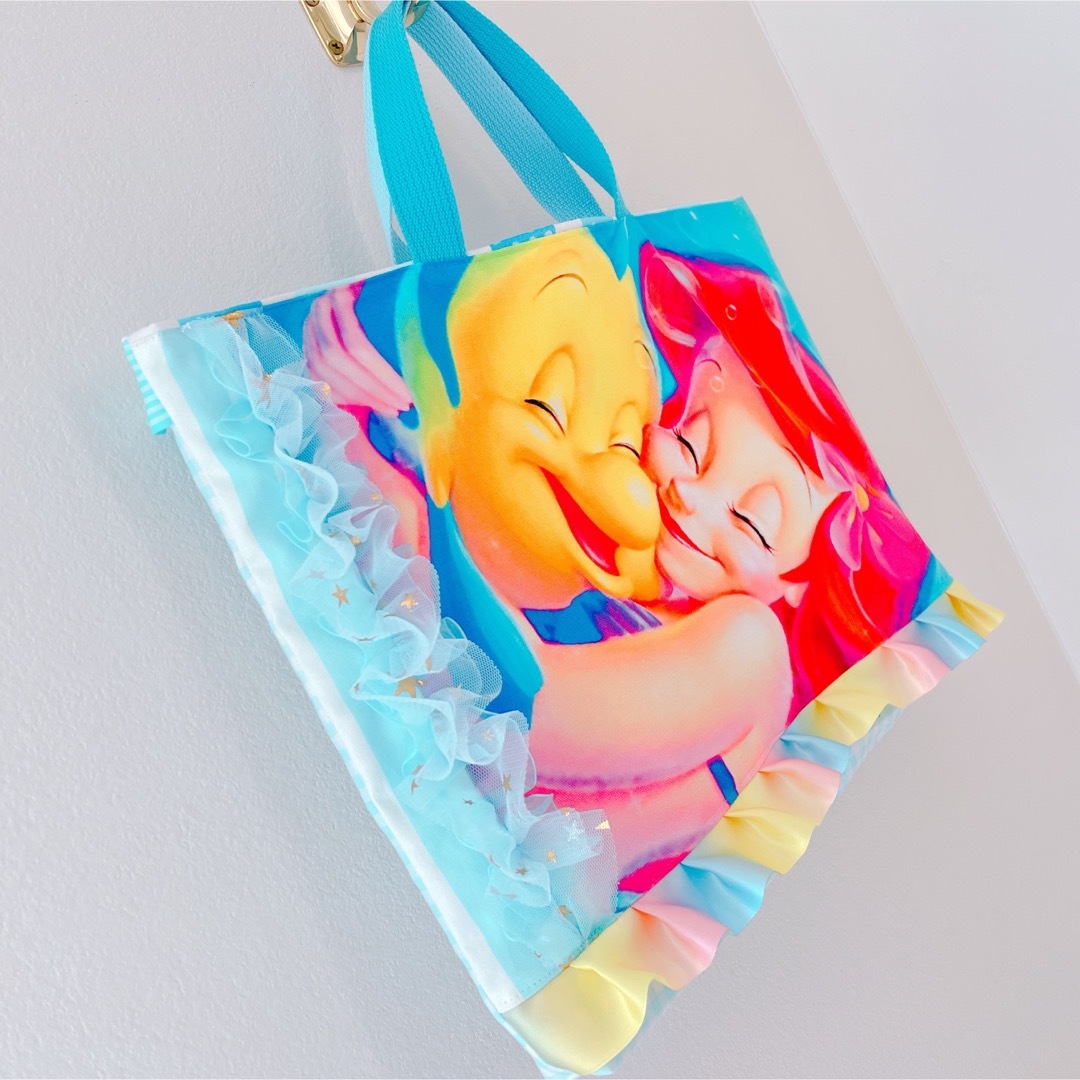アリエル　マーメイド　レッスンバッグ　トート　バッグ　女の子　人魚　夏 ハンドメイドのキッズ/ベビー(バッグ/レッスンバッグ)の商品写真