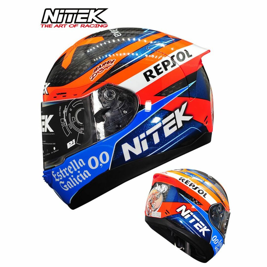 NiTEK REPSOL レプリカ レーシングフルカーボンフルフェイスヘルメット