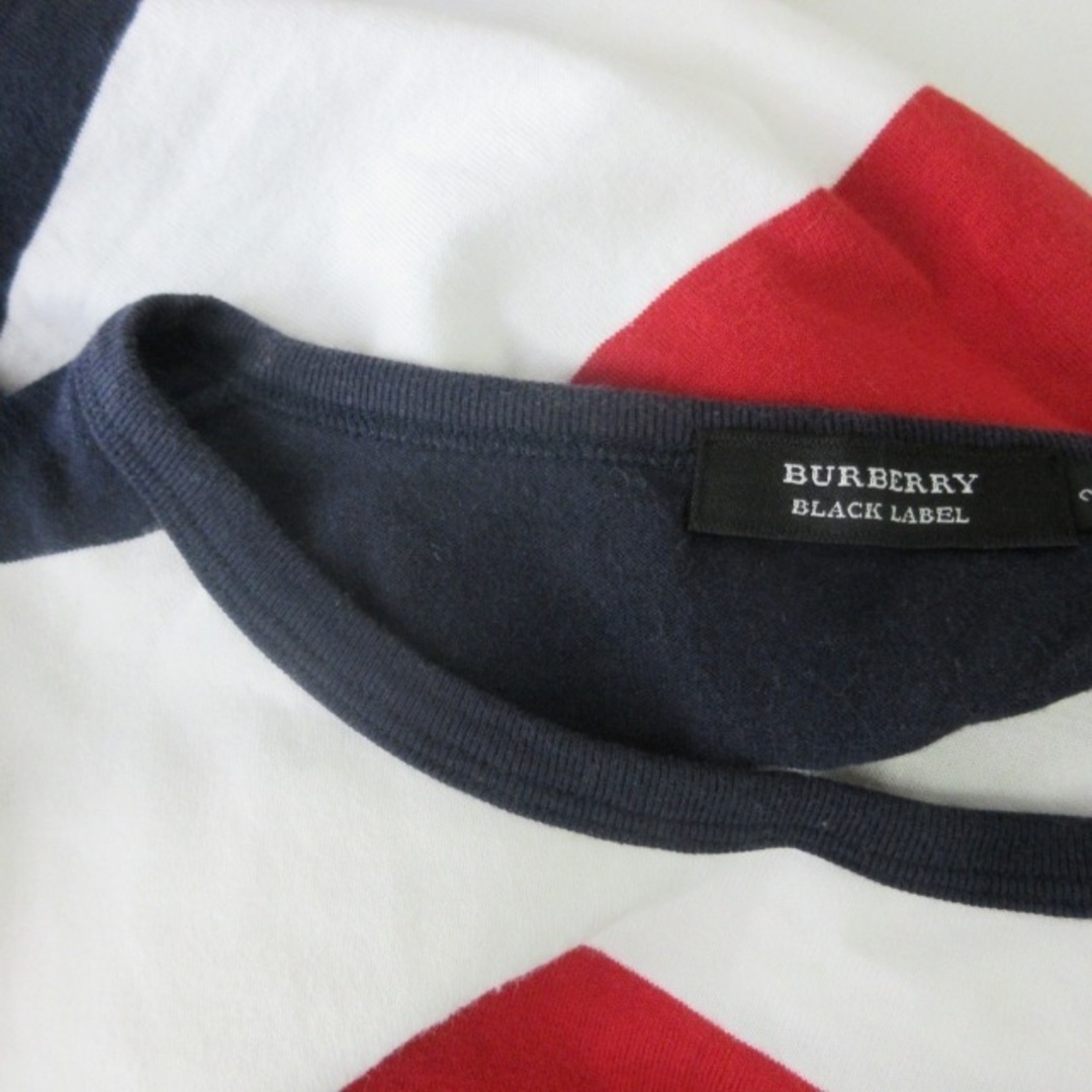 BURBERRY BLACK LABEL(バーバリーブラックレーベル)のバーバリーブラックレーベル Tシャツ カットソー ボーダー柄 白 赤 紺 S-M メンズのトップス(Tシャツ/カットソー(半袖/袖なし))の商品写真