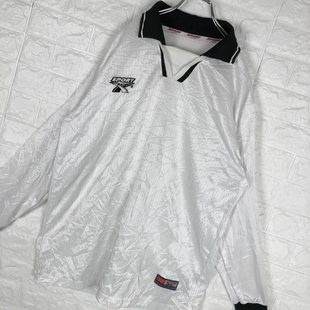 USA古着 良デザイン 襟付きゲームシャツ 刺繡ワンポイントロゴ 長袖 ホワイト メンズのトップス(Tシャツ/カットソー(七分/長袖))の商品写真