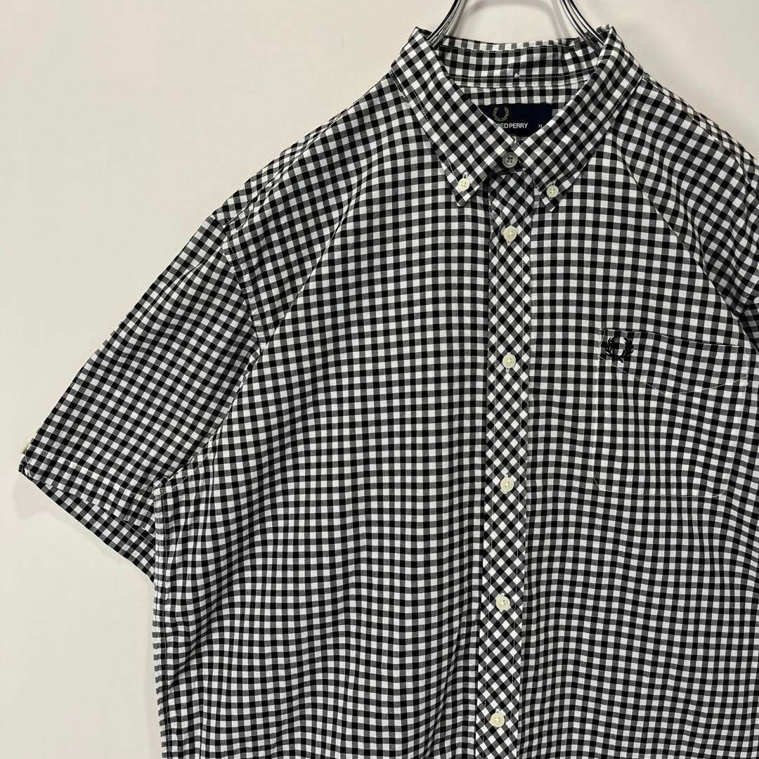 フレッドペリー　ギンガムチェック　シャツ　ワンポイントロゴ　　半袖　XL