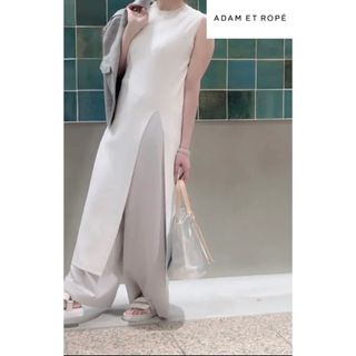 アダムエロぺ(Adam et Rope')のADAM ET ROPE アダムエロペ　スリットロングベスト　ニットワンピース(ロングワンピース/マキシワンピース)