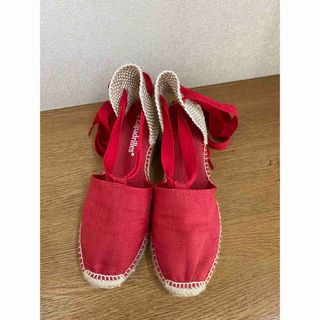 ☆2Espadrillesスペイン☆エスパドリーユサンダル赤37(23.5cm)(サンダル)