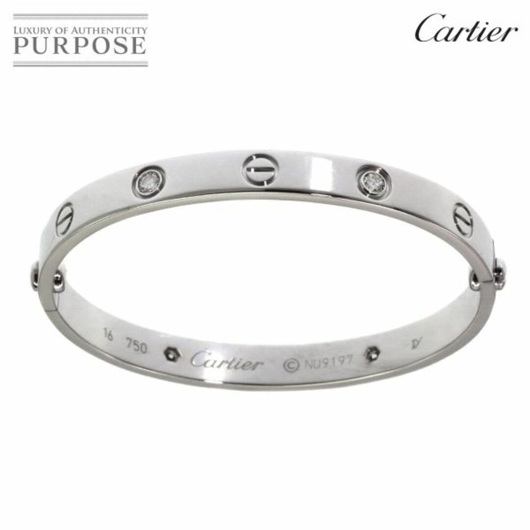 カルティエ Cartier ラブブレス ハーフ ダイヤ 4P #16 K18 WG 750 ブレスレット【証明書付き】 VLP 90194602