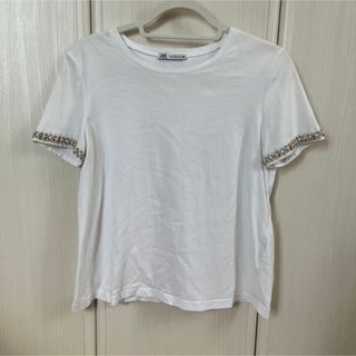 ザラ(ZARA)のZARA ザラ　Tシャツ　半袖　レディース　シンプル　お洒落　ビジュー　キラキラ(Tシャツ(半袖/袖なし))