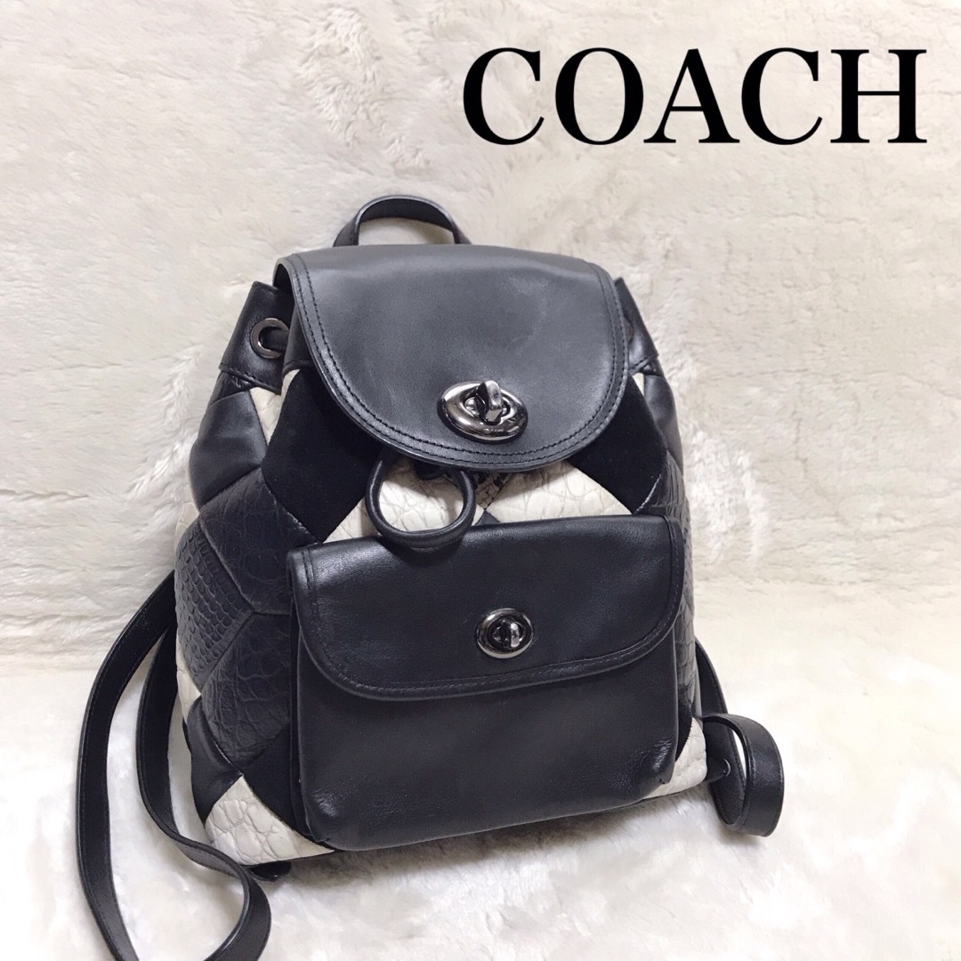 美品 日本未発売 COACH キャニオン キルト ターンロック リュック 黒