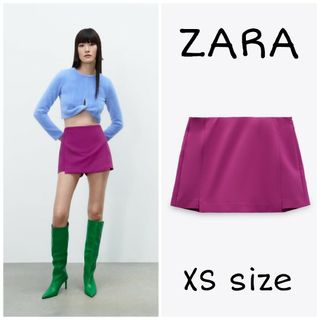 ザラ(ZARA)のZARA　スコート　ミニスカート　XSサイズ　パープル系(ミニスカート)