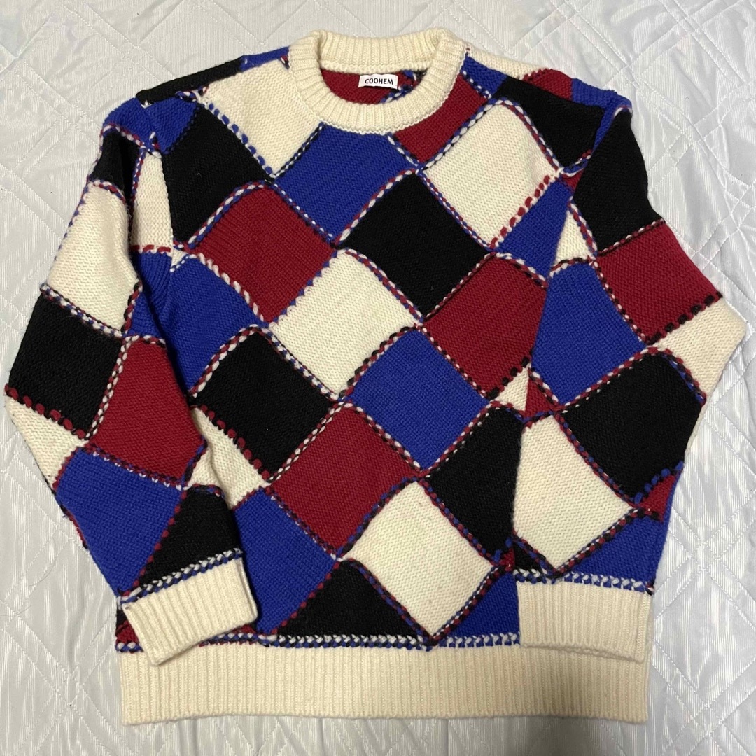 COOHEM Modern Argyle Knit Sweater L