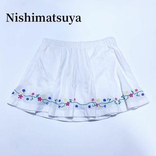 ニシマツヤ(西松屋)の西松屋花柄刺繍ホワイトキュロットスカート90白子供服ベビー服(パンツ/スパッツ)