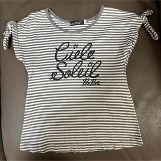 ベベ(BeBe)の値下げ！BeBe べべ　グレーボーダーTシャツ　リボン　90 半袖Tシャツ(Tシャツ/カットソー)