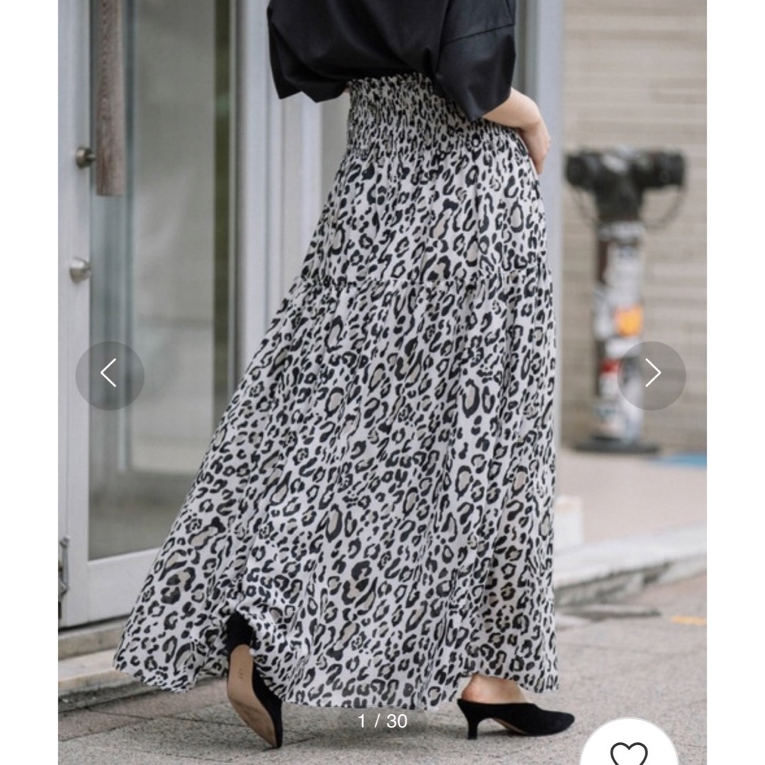MUNICH(ミューニック)のMunich ミューニック レオパード柄シャーリングマキシスカート レディースのスカート(ロングスカート)の商品写真