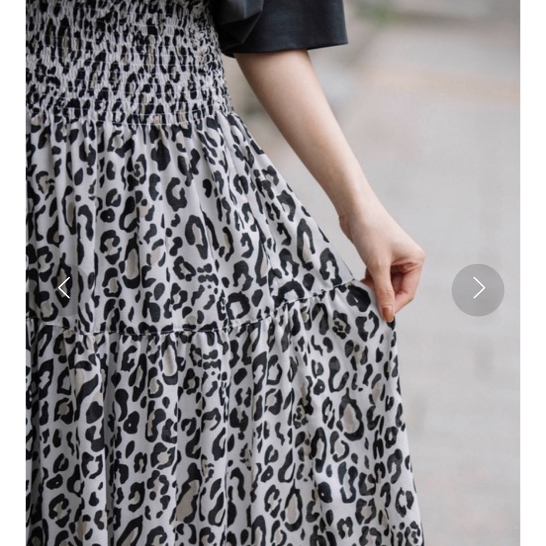 MUNICH(ミューニック)のMunich ミューニック レオパード柄シャーリングマキシスカート レディースのスカート(ロングスカート)の商品写真
