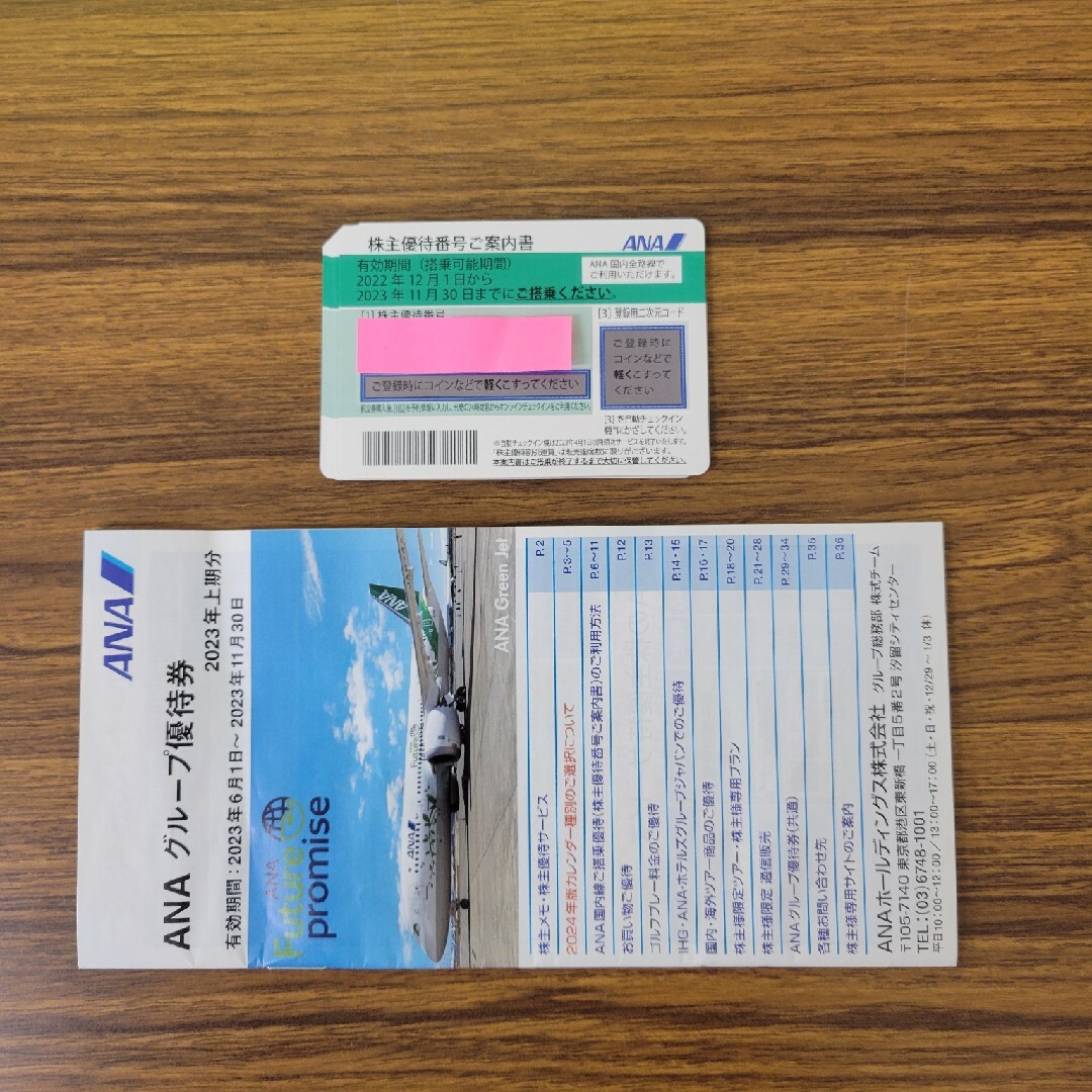 ANA(全日本空輸)(エーエヌエー(ゼンニッポンクウユ))のANA株主優待券8枚とグループ優待券１冊 チケットの乗車券/交通券(航空券)の商品写真