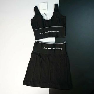 【タグ付き新品】 Alexanderwang ラインストーンタイトミニワンピース