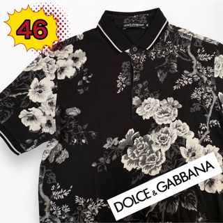 ドルチェアンドガッバーナ(DOLCE&GABBANA)のドルチェ＆ガッバーナ ローズガーデン 花柄　ポロシャツ ブラック(ポロシャツ)