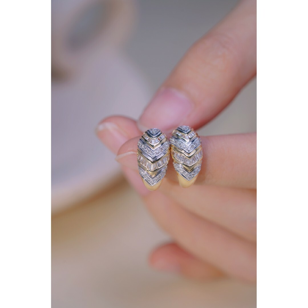 天然ダイヤモンドピアス0.5ct　k18ゆらゆらピアス