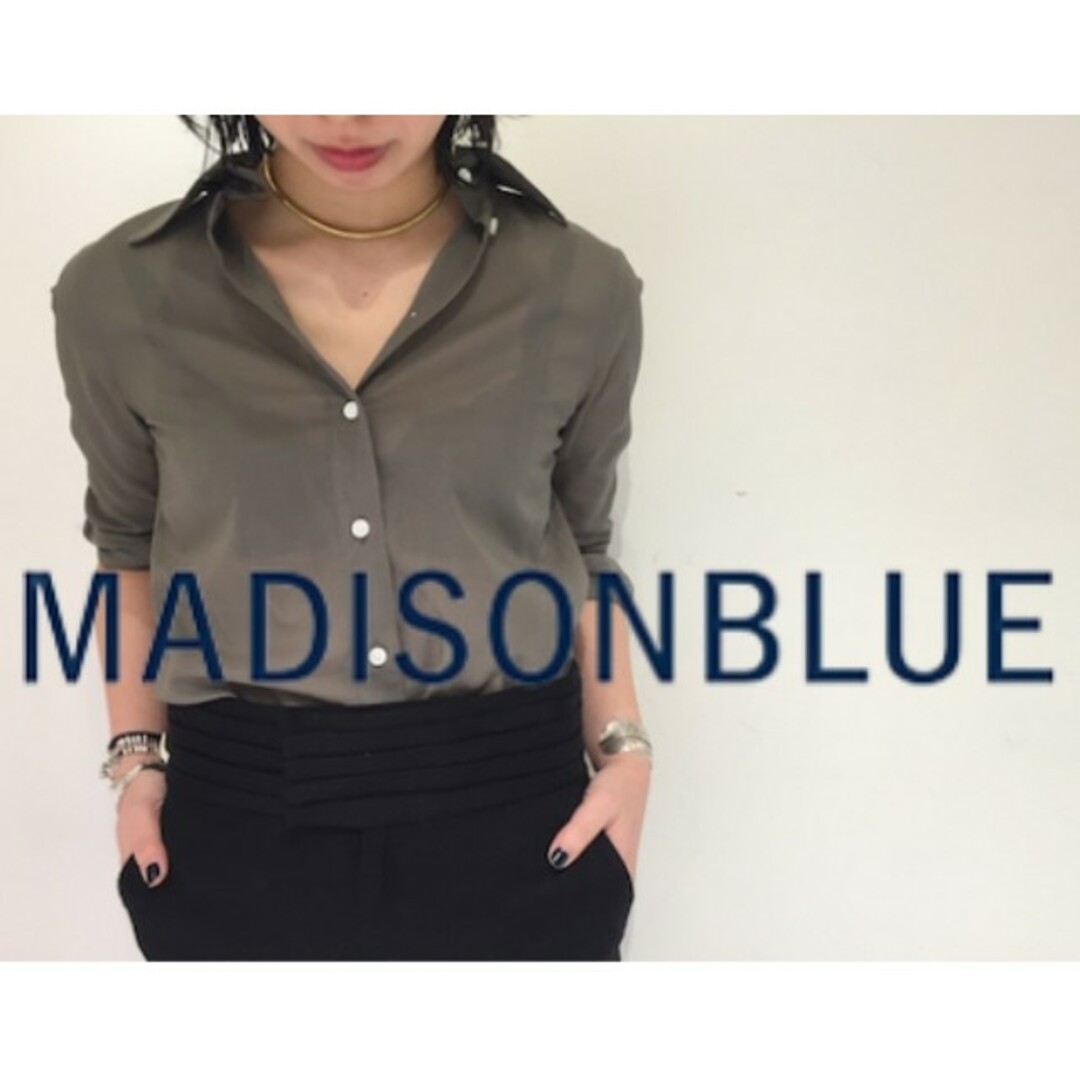 MADISONBLUEハイカラーマダムシャツコットン-