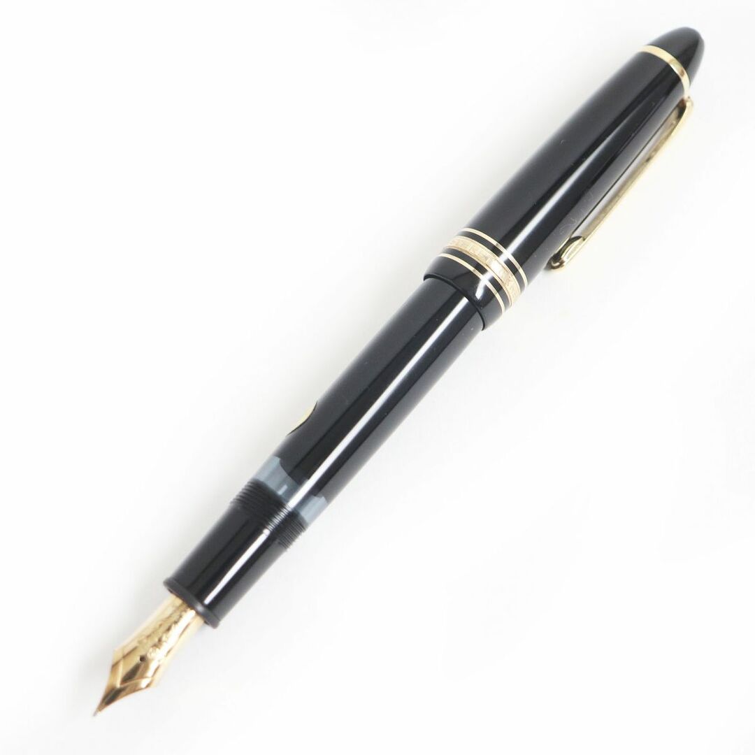 美品□MONTBLANC/モンブラン No.146 マイスターシュテュック ペン先14C/585 Mニブ レジン 吸入式 万年筆 ブラック×ゴールド ドイツ製