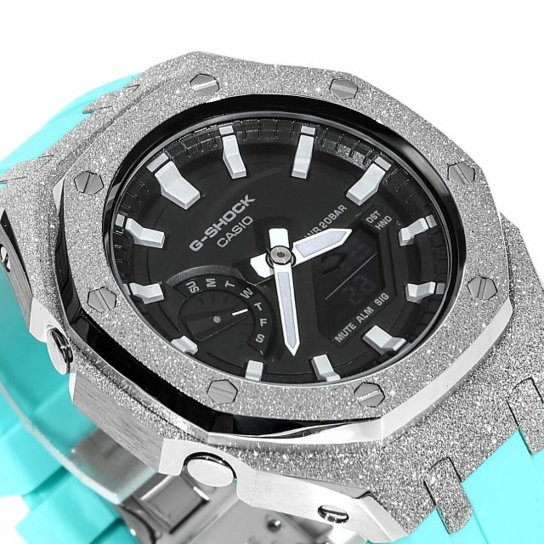 G-SHOCK GA2100 メタル カスタム フロステッド ターコイズ ラバー