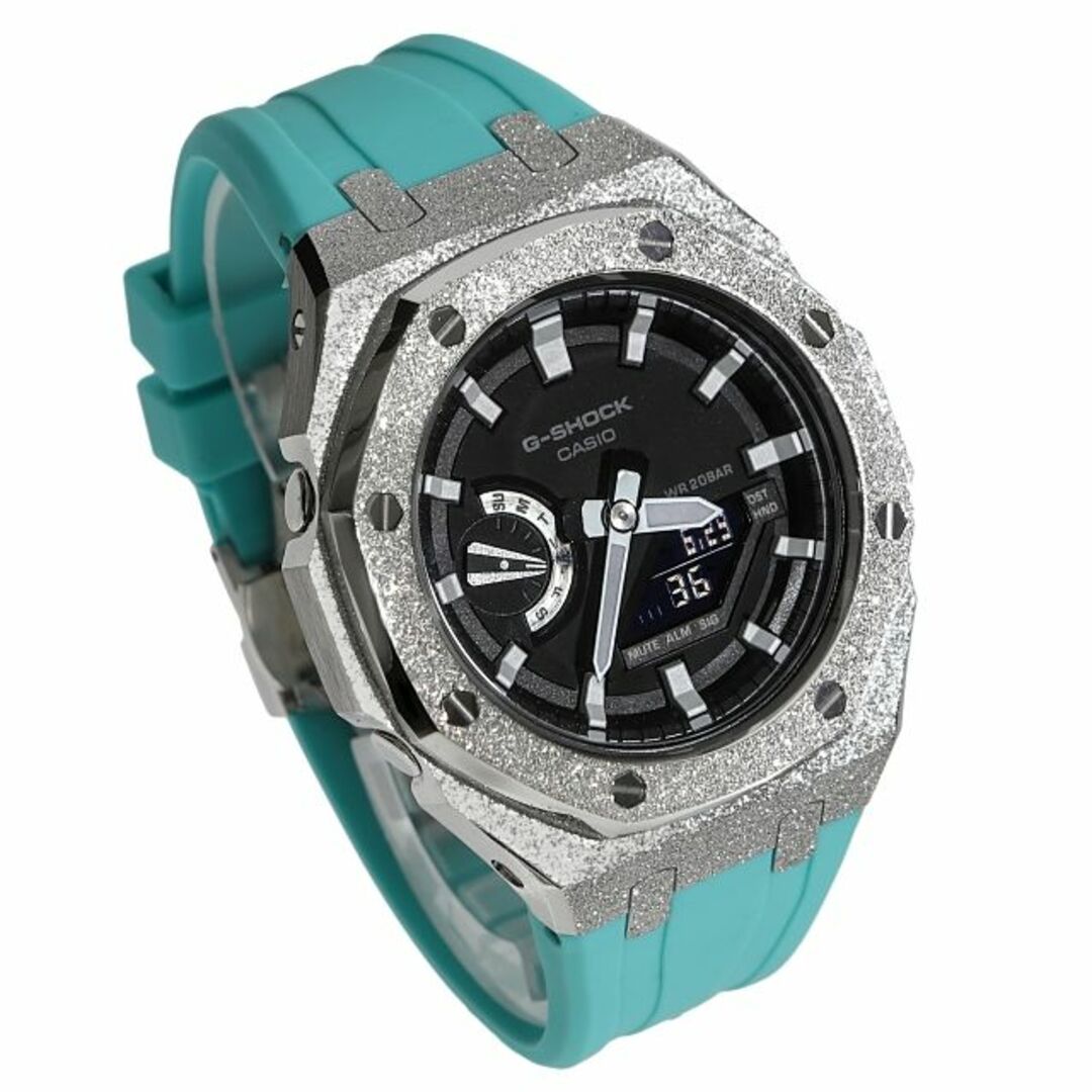 G-SHOCK GA2100 メタル カスタム フロステッド ターコイズ ラバー