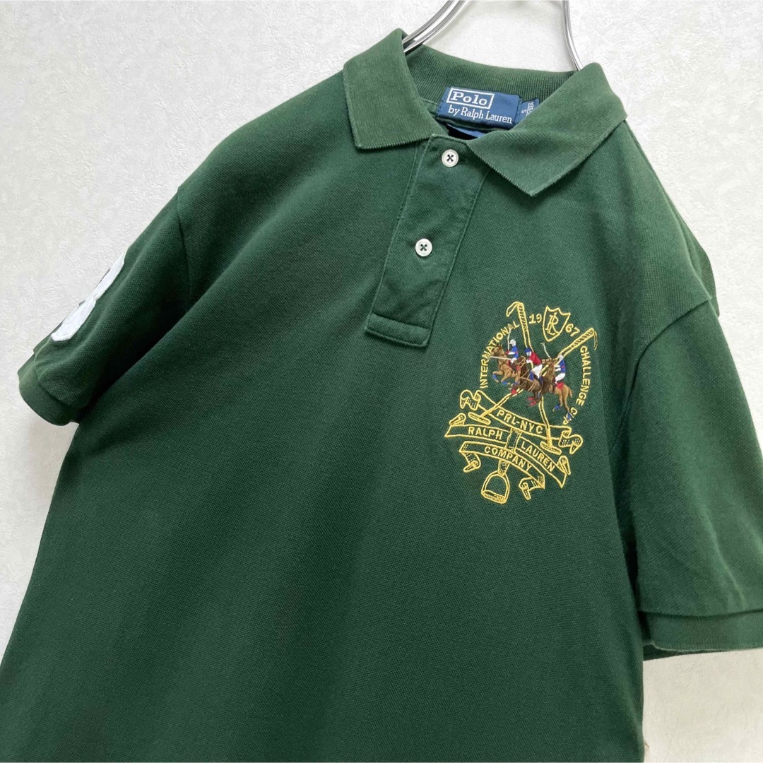 レア 正規品 ラルフローレン ポロシャツ 半袖 グリーン 背面でかロゴ