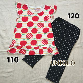 ユニクロ(UNIQLO)の【110】りんご チュニック/レギンス(UNIQLO)・２点セット(Tシャツ/カットソー)